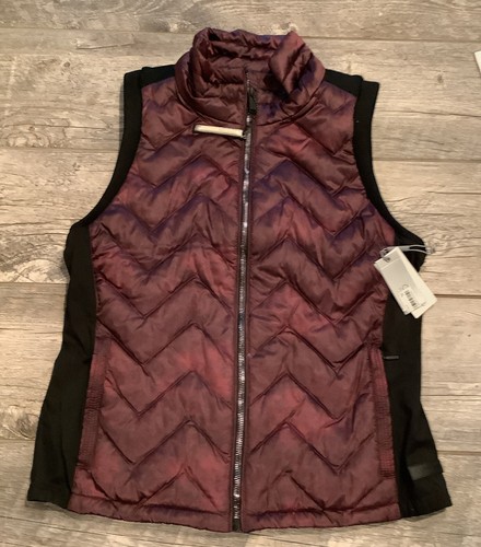 NEU Calvin Klein Perforance Damen - Large Premium Daunenweste, Burgund & Schwarz