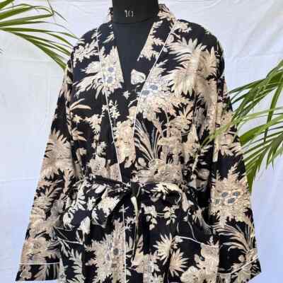 1PCs Indian Floral  Print 100% cotton robe gown Hippie women maxi kimono dresses