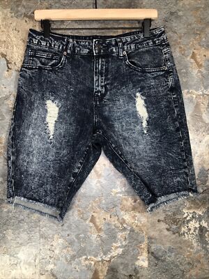 Rue 21 Carbon Distressed Denim Stone Washed Blue Jean Shorts