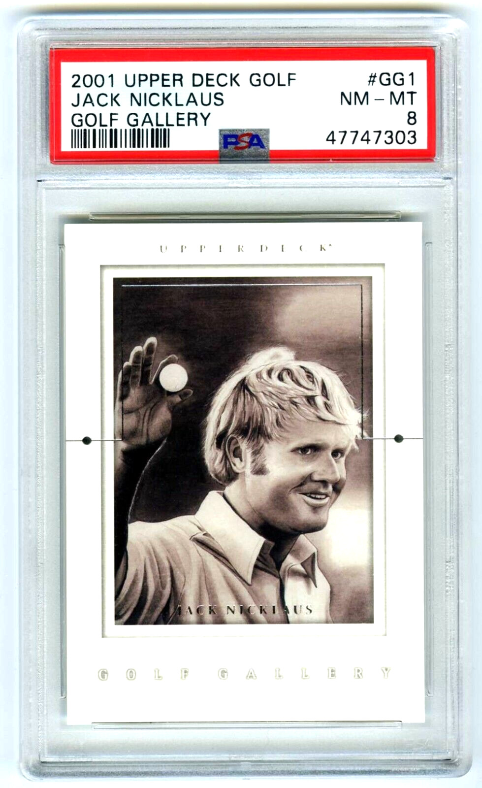 JACK NICKLAUS~2001 UPPER DECK GOLF GALLERY PSA-8 NM-MT CARD #GG1 (NEW CASE)