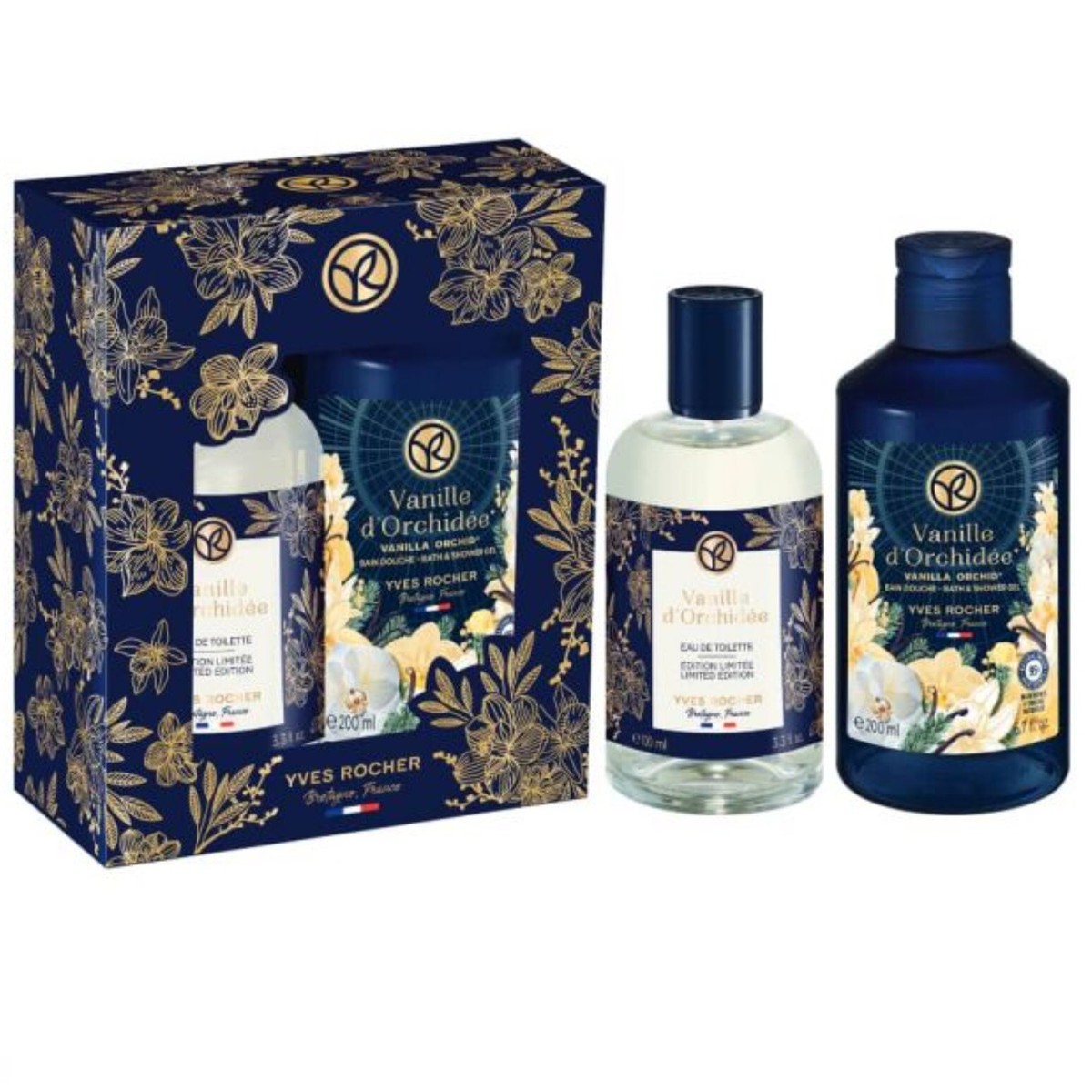 Yves Rocher Vanilla Orchid Set- EDT 100ml 3.3 fl. oz. Shower Gel