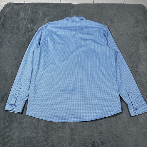 Johnston & Murphy XC Flex Shirt Mens Large Blue Grid Check Flip Cuff - Picture 8 of 13