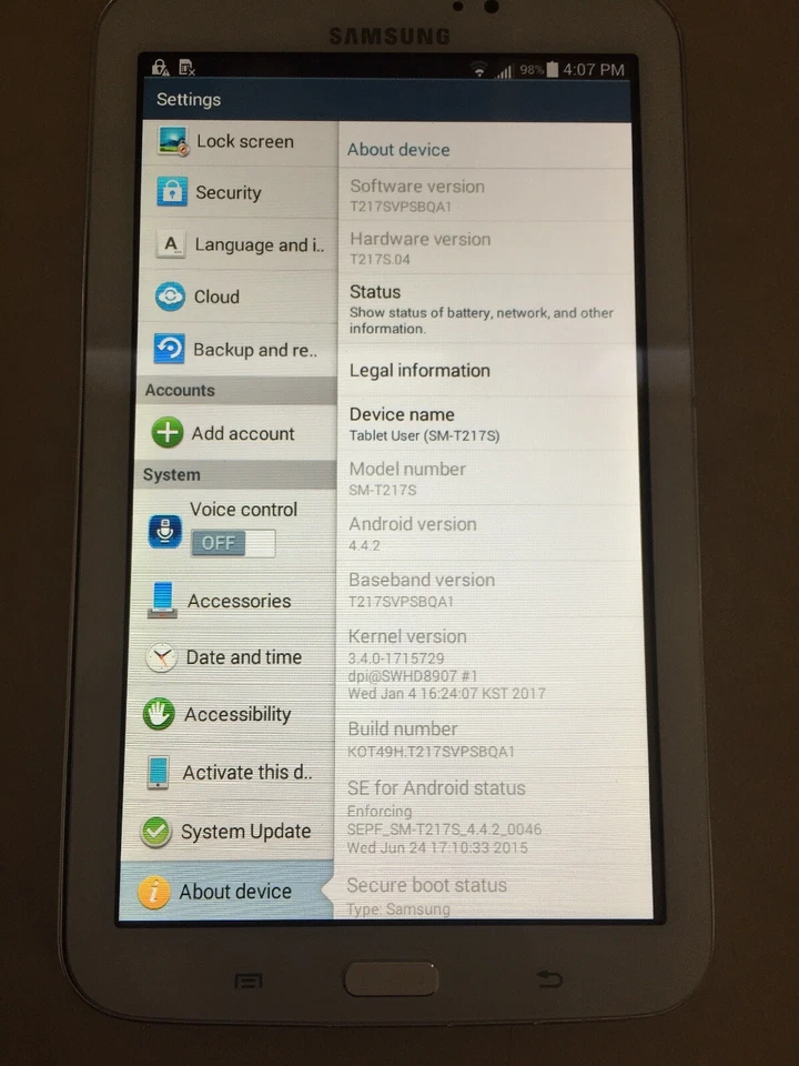 Samsung Galaxy Tab 3 SM-T217S 7" 16GB Wi-Fi 4G Sprint Tablet White 4.4 JellyBean - Image 3 of 4