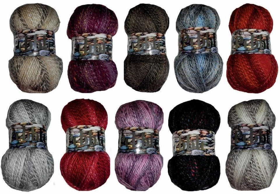 200g Acrylic PEBBLE Multi Coloured Knitting YARN 10 Colours - Buy 10 get 5% Off!