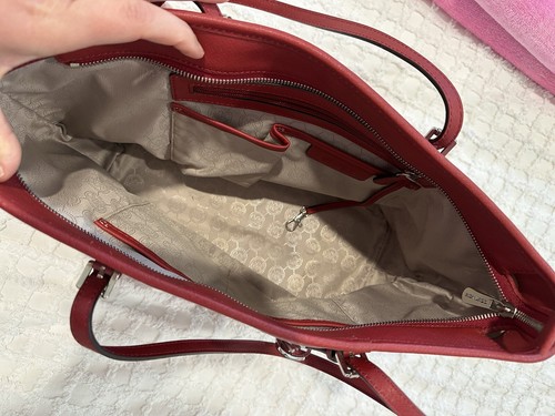 Michael Kors Jet Set Travel Saffiano Burgundy Red Leather Bag 42 X 26cm - Picture 13 of 19