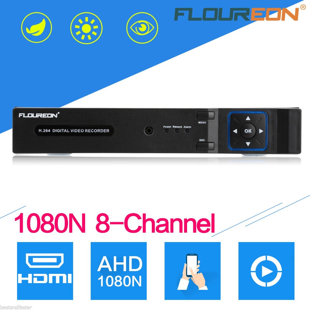 FLOUREON CCTV 8CH 1080N HDMI P2P DVR Security Camera Video