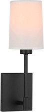 Lighting Bedroom Wall Lamp Modern 1 Light Black Wall Mounted Sconce Light Fabric