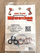 Just clips 3pc 1/2" Socket Retaining clip & O-ring for Milwaukee impact wrenches