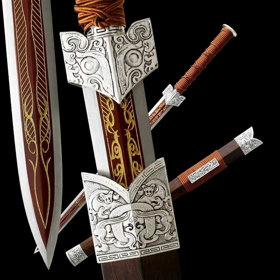 20" 饕餮战剣 Chinese KUNGFU Han Sword Battle Saber Sharp Manganese Steel Beautiful - Image 2 of 4