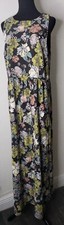 Loft Sleeveless Maxi Black Bold Floral Rear Zip Up Size 14