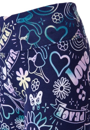 Justice Girls Leggings Blue Size 10 Full Length Graffiti Graphics Logo - Picture 9 of 12