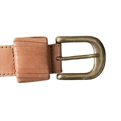 DKNY vintage boho tan Italian leather belt with gold brass  display picture 1