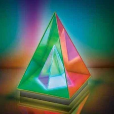 7.7 in. Iridescent Acrylic Indoor Infinity Table Light Pyramid