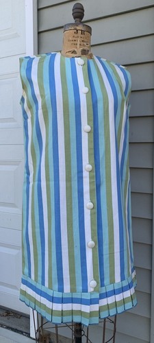 Abito vintage anni '60 MCM MOD a righe cotone senza maniche cintura a turni med busto 42 - Foto 2 di 10