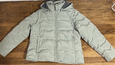 ESPIRIT OUTERWEAR DOWN PUFFER COAT JACKET LT GREEN REMOVABLE ARMS & HOOD SZ LG