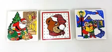 Lot Of 3 Vintage Christmas Time Decor Ceramic Hot Plate Pot Trivet Tile 