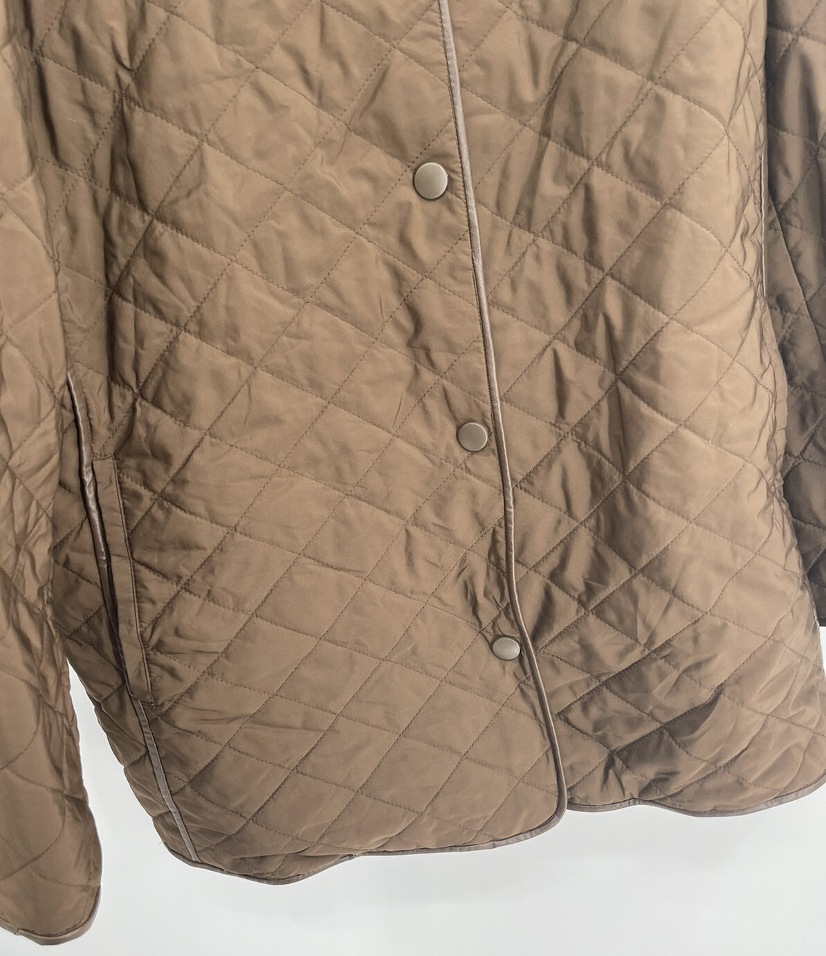 Talbots Women's Quilted Long Chore Barn Coat Jacket Size 1X Brown Snap