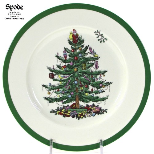 Spode England CHRISTMAS TREE 7.75" Salad Dessert Plate Green Rim S3324-V 1996