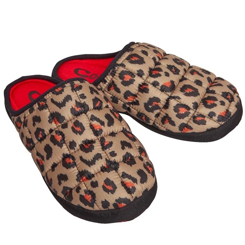 Coma Toes ladies women s leopard slip on mules slippers warm cosy
