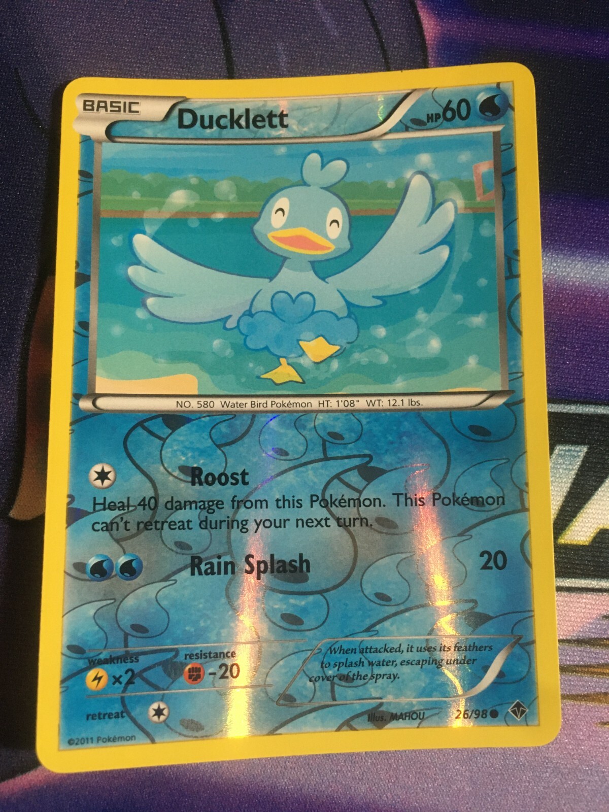 Ducklett - 26/98 - Reverse Holo - Emerging Powers Pokemon - MINT