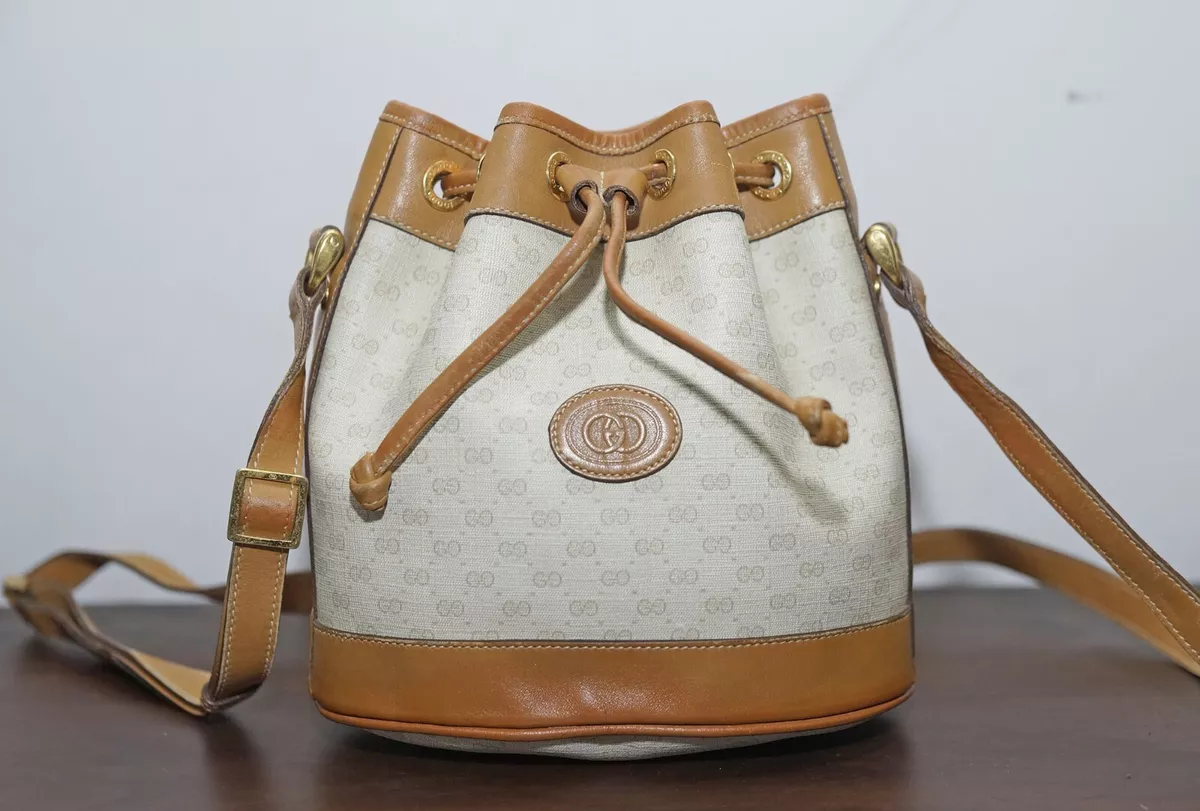 Gucci Vintage Bucket Bag Mini GG Coated Canvas Small.