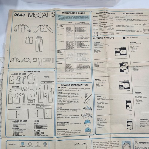 McCall's 2647 Childrens Jacket Vest Blouse Bow Tie Skirt Pants INSTRUCTIONS ONLY - Picture 2 of 3