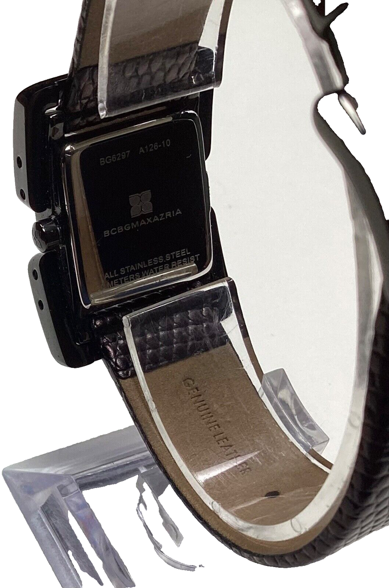 BCBGMaxazria Black Leather Stainless Steel Rocker Watch *needs battery​ s-l1200.jpg main image 2