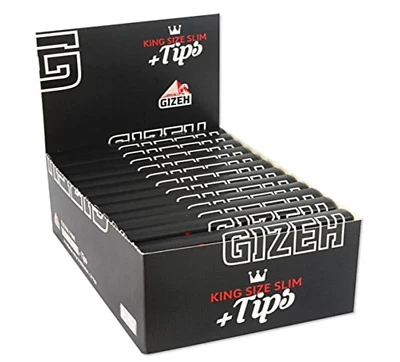 GIZEH Black King Size Slim + Tips je 34 Blatt Papers Filter + Joint Hülle