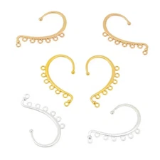 30Pcs Climber Wrap Around Alloy Ear Cuff Findings with Horizontal Loops 58x34mm