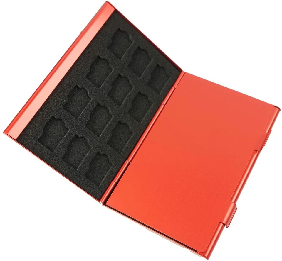 Red Aluminum Memory Card Case w/ 24 Slots for Micro SDHC Card SanDisk Kingston - Image 4 of 4