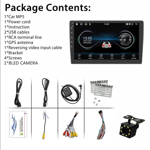 Rotatable 10.1" Android 13.0 Touch Screen Car Radio 1GB+32GB 2Din with Camera - Picture 8 of 8