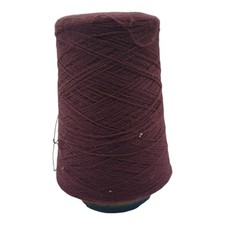 Vintage Burgundy Wool Blend Cone Yarn Fiber Arts Supply