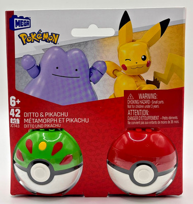 Mega Construx Pokémon Ditto Pikachu Pokéball Bauset 42 Teile