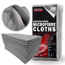 GREY EDGELESS MICROFIBRE CLOTHS TOWELS 36 PACK BUFFING DRYING CLEANING DETAILING