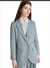 Madewell The Larsen Oversized Blokecore Blazer in Drapeweave Overcast Blue Small