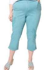 Susan Graver Women's Cropped Straight Leg Embellished Jean Stillwater