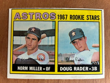 1967 Topps Baseball Card #412 Astros 1967 Rookie Stars Norm Miller / Doug Rader. rookie card picture