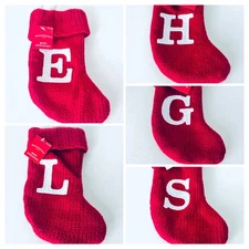 You Pick! Target Wondershop 8" Red Knit Monogram Christmas Stockings E H G L S