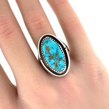 Native American Vintage Turquoise, Sterling Silver Ring Sz. 8.5