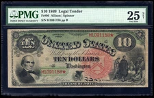 1869 FR. 96 $10 RAINBOW UNITED STATES NOTE PMG 25 NET LEGAL TENDER SCARCE NOTE!