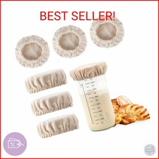 6 Pack Sourdough Starter Jar Covers Cloth - Reusable Linen Covers Cloth for Elas