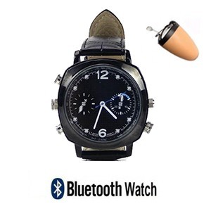 Montre Bluetooth inductive avec écouteur espion sans fil invisible noir