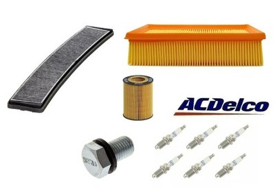 For BMW E46 E39 Tune-up Kit OEM Spark Plugs Oil+Air+Cabin Filters Mag Drain