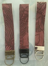 1 Key Fob Wristlet you pick the hardware color Embossed Faux Leather Flower