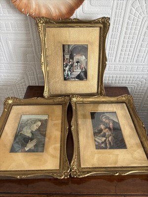 3 alte religiöse Drucke in Goldrahmen