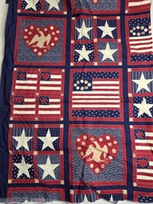 Colorful Sewing Quilting Patriotic Patchwork Flag Fabric 1 3/8 Yards