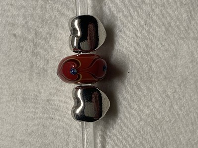 Authentic Trollbeads Valentines Set Of Two Sterling Heart Beads & 1 Unique OOAK