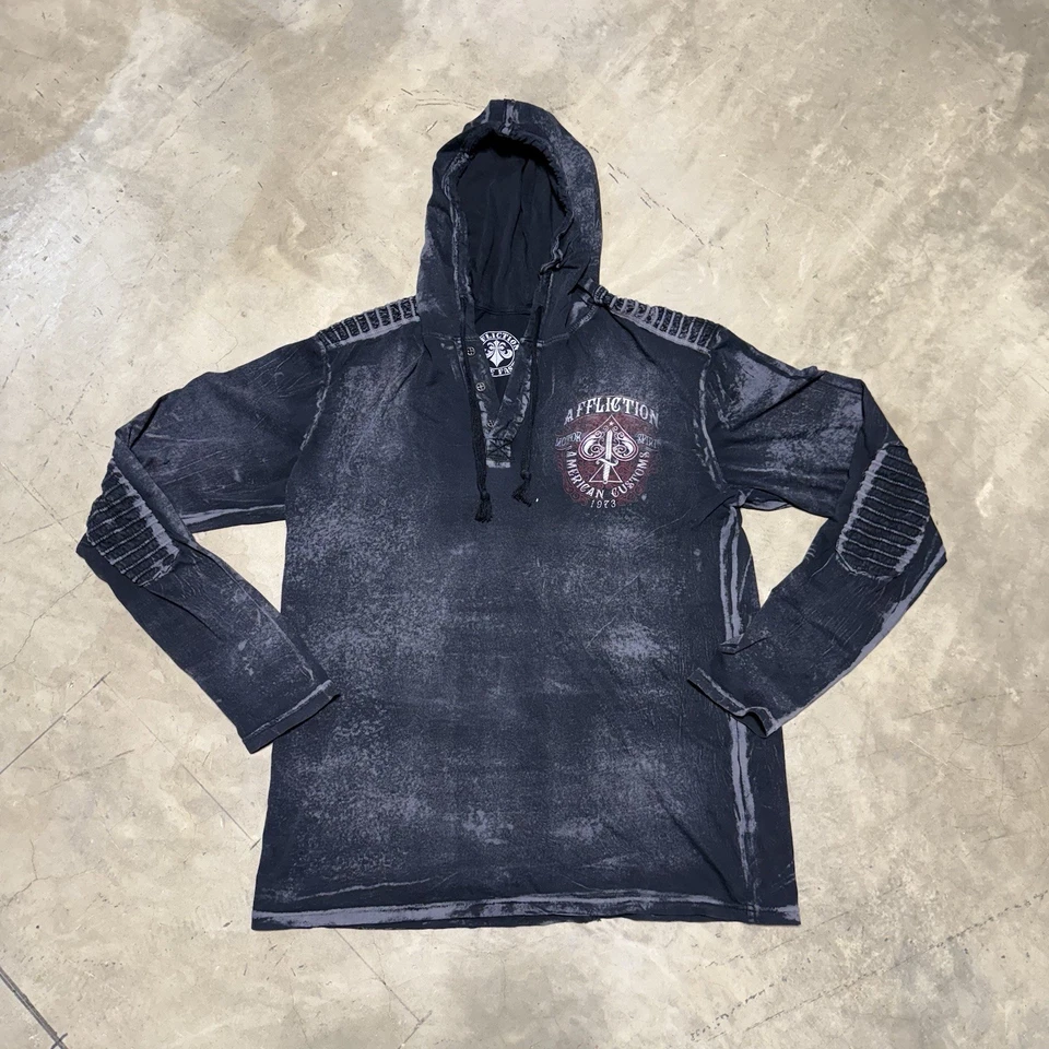 Affliction Live Fast / American Customs 1973 Men’s XL Lightweight Hoodie - Image 3 of 4