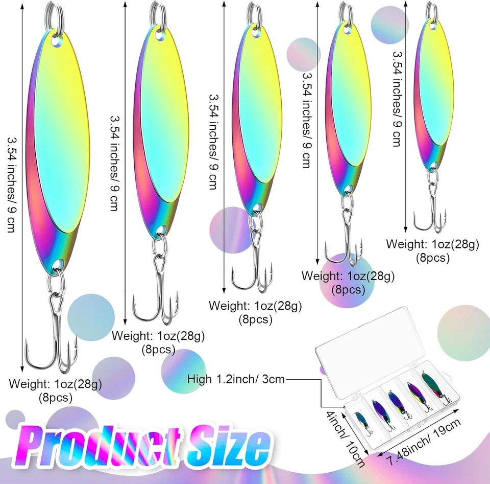 Señuelos de pesca de metal: 40 anzuelos agudos surtidos para agua dulce y salada Foto 4 de 4