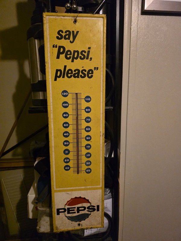 Pepsi Thermostat Metal Sign 28"x7"